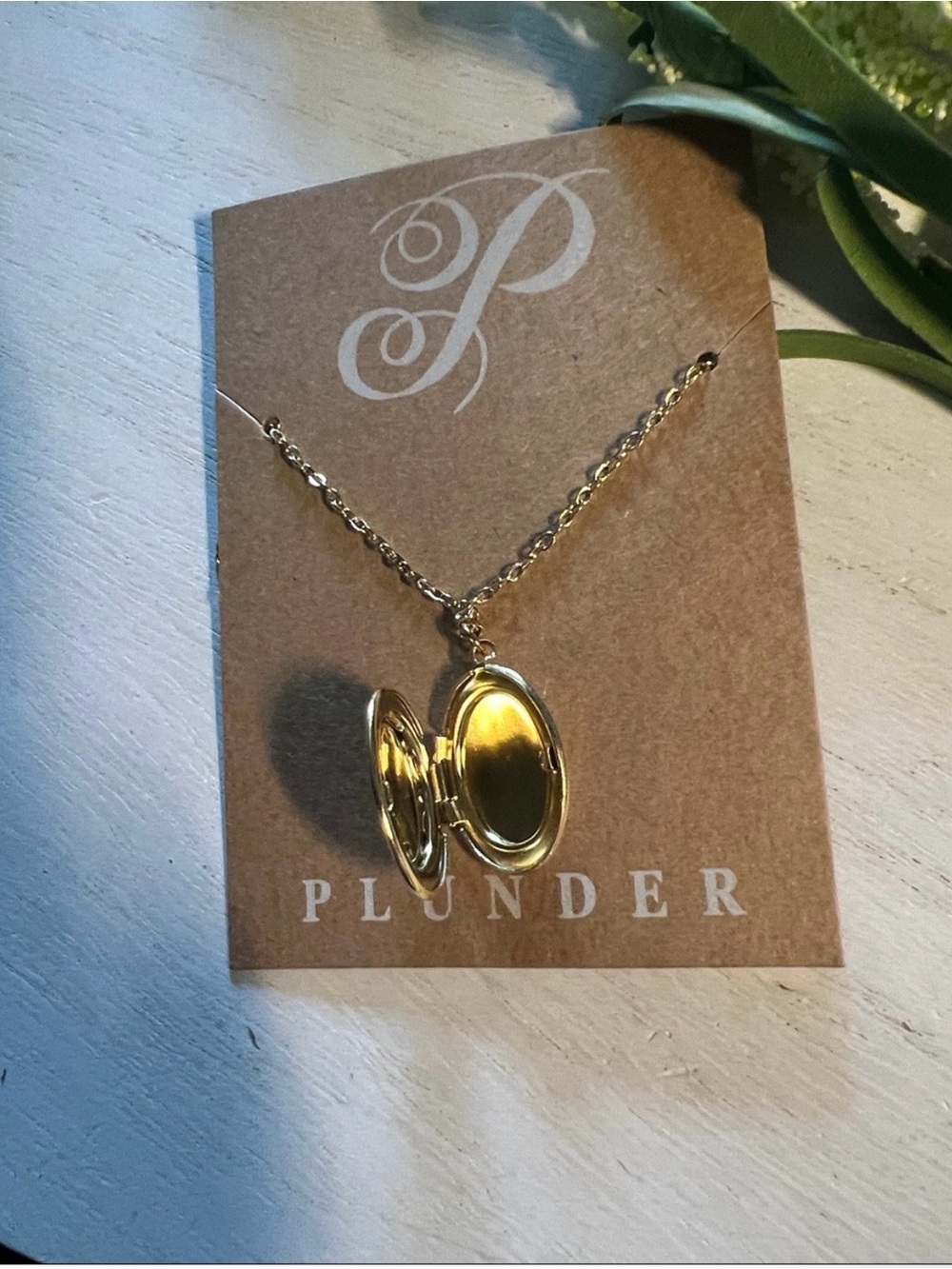 Plunder Gold Oval Scrollwork Locket Necklace - Picture 2 of 2